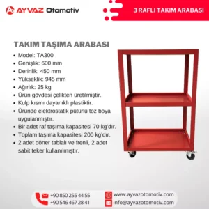 3 Raflı Takım Arabası Özellikleri