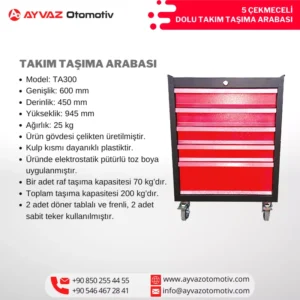 5 Çekmeceli Takım Arabası Özellikleri